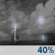 Thursday Night: A chance of showers and thunderstorms before 2am. Mostly cloudy, with a low around 72. Chance of precipitation is 40%. Thursday Night: Chance Showers And Thunderstorms
